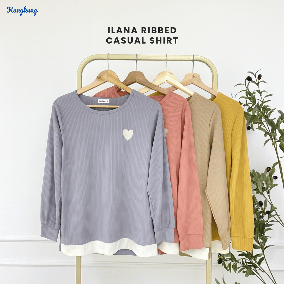 KANGKUNG ILANA BLOUSE RIBBED KASUAL YANG SELESA - KK104