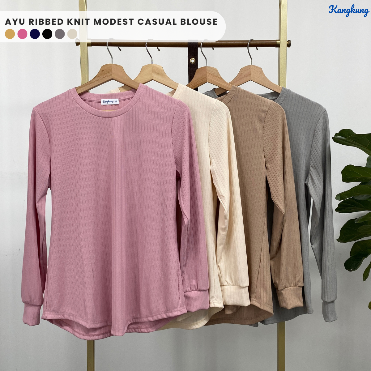 KANGKUNG AYU BLOUSE KASUAL MODEN RIBBED KNIT - KK118