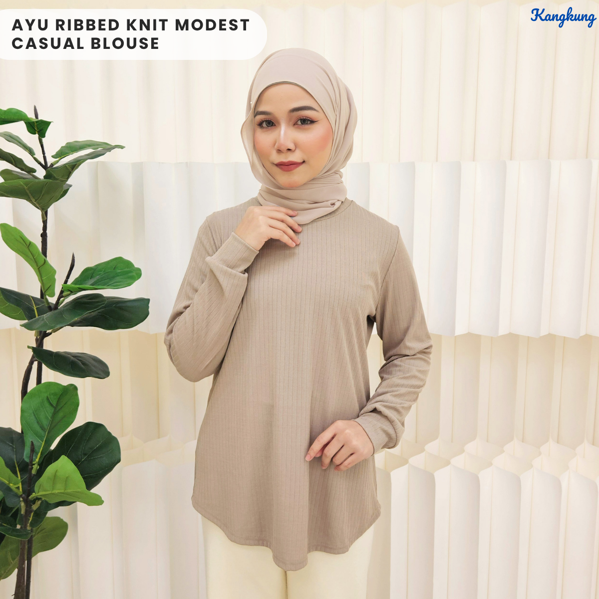 KANGKUNG AYU BLOUSE KASUAL MODEN RIBBED KNIT - KK118