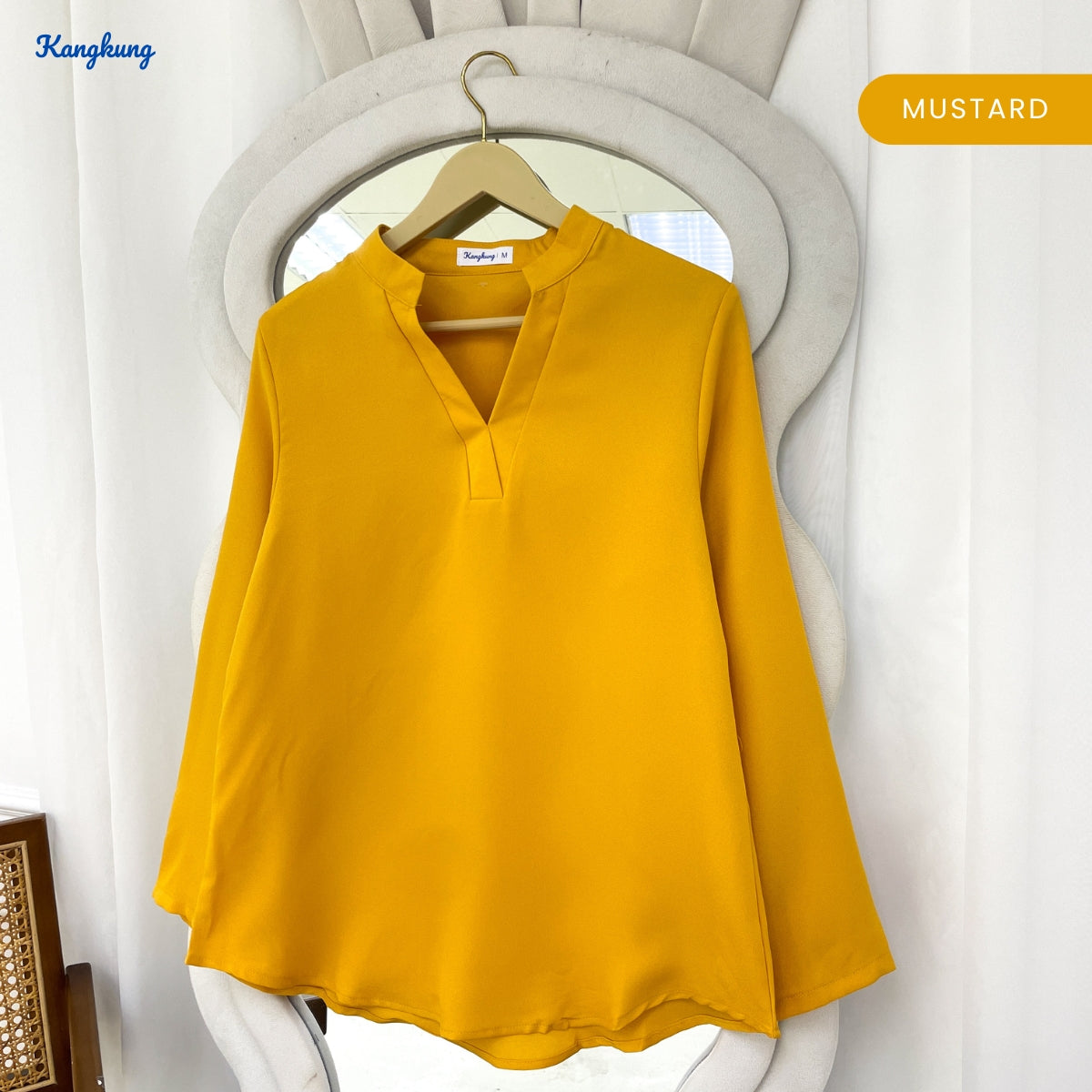 KANGKUNG MUNA KASUAL WOMEN PLAIN BLOUSE LONG SLEEVE - KK121