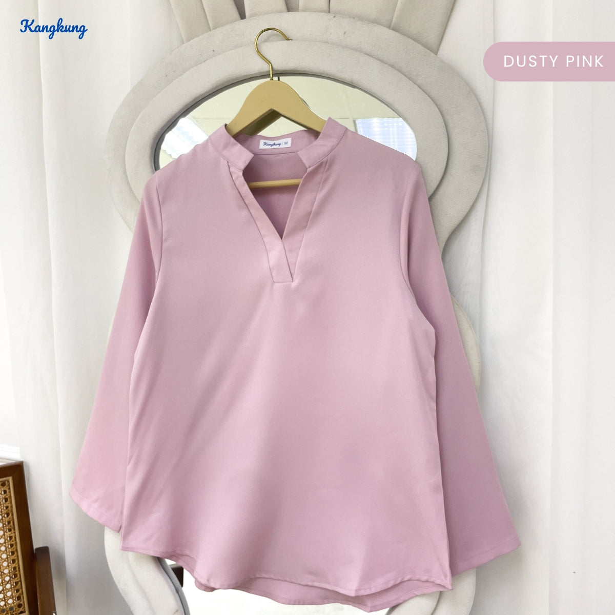 KANGKUNG MUNA KASUAL WOMEN PLAIN BLOUSE LONG SLEEVE - KK121