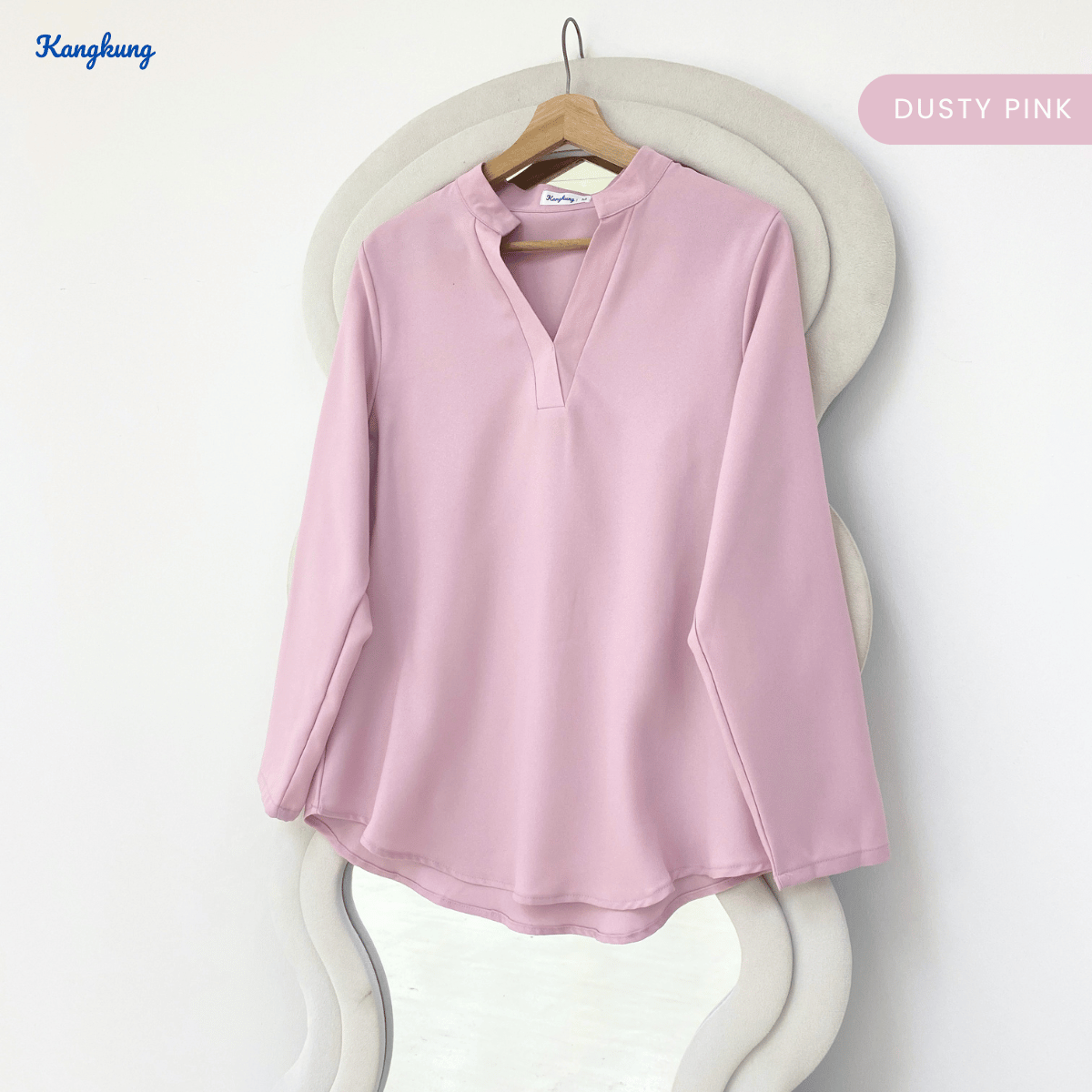 KANGKUNG MUNA KASUAL WOMEN PLAIN BLOUSE LONG SLEEVE - KK121