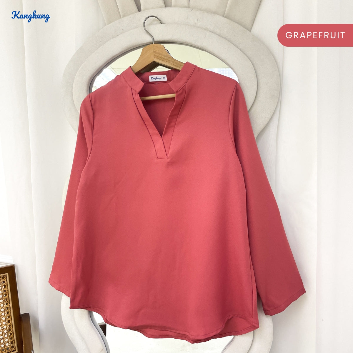 KANGKUNG MUNA KASUAL WOMEN PLAIN BLOUSE LONG SLEEVE - KK121