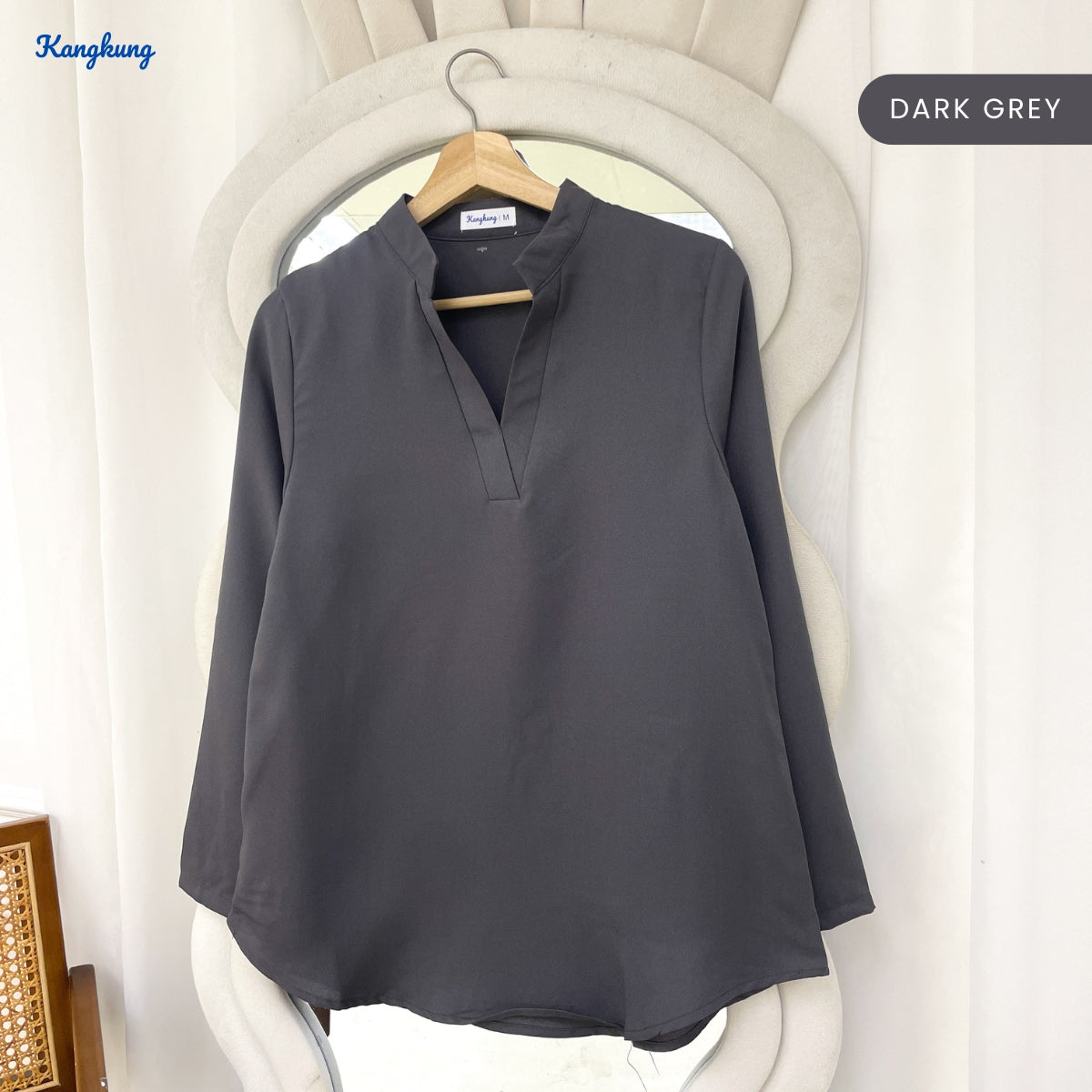 KANGKUNG MUNA KASUAL WOMEN PLAIN BLOUSE LONG SLEEVE - KK121