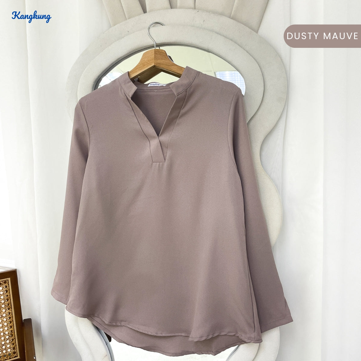 KANGKUNG MUNA KASUAL WOMEN PLAIN BLOUSE LONG SLEEVE - KK121
