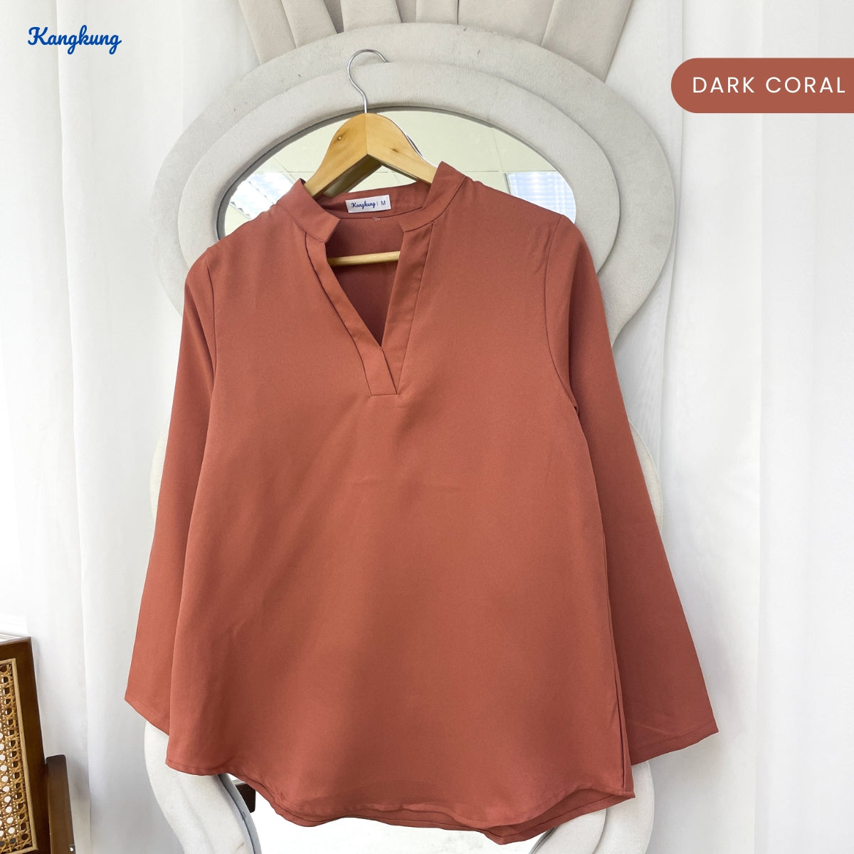 KANGKUNG MUNA KASUAL WOMEN PLAIN BLOUSE LONG SLEEVE - KK121