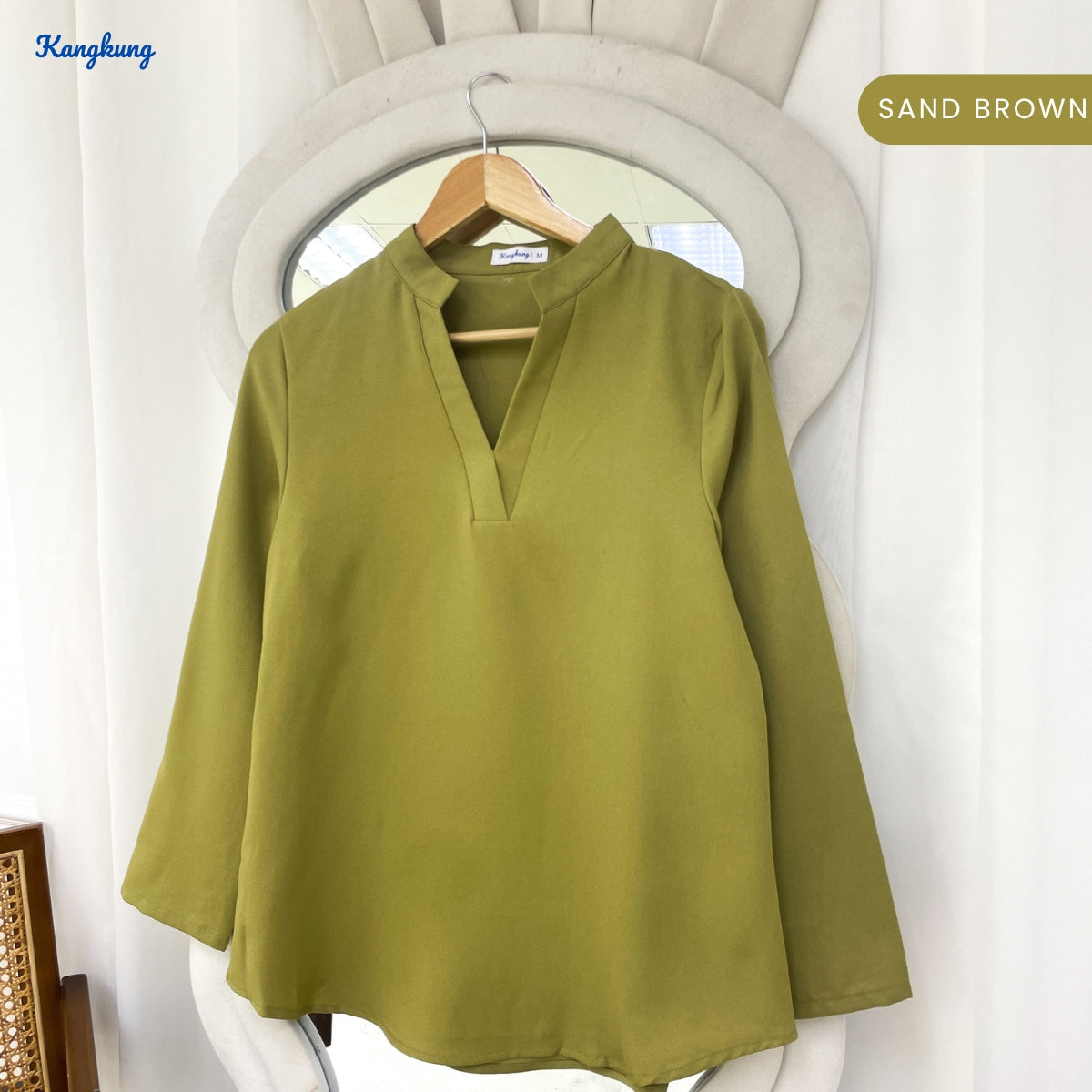 KANGKUNG MUNA KASUAL WOMEN PLAIN BLOUSE LONG SLEEVE - KK121
