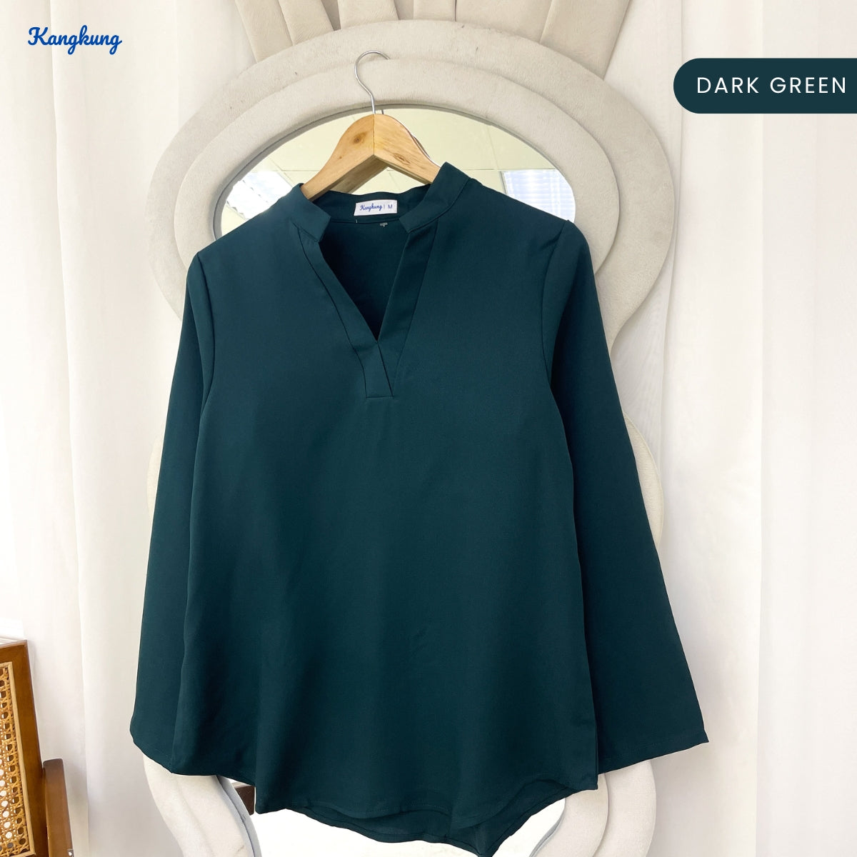 KANGKUNG MUNA KASUAL WOMEN PLAIN BLOUSE LONG SLEEVE - KK121