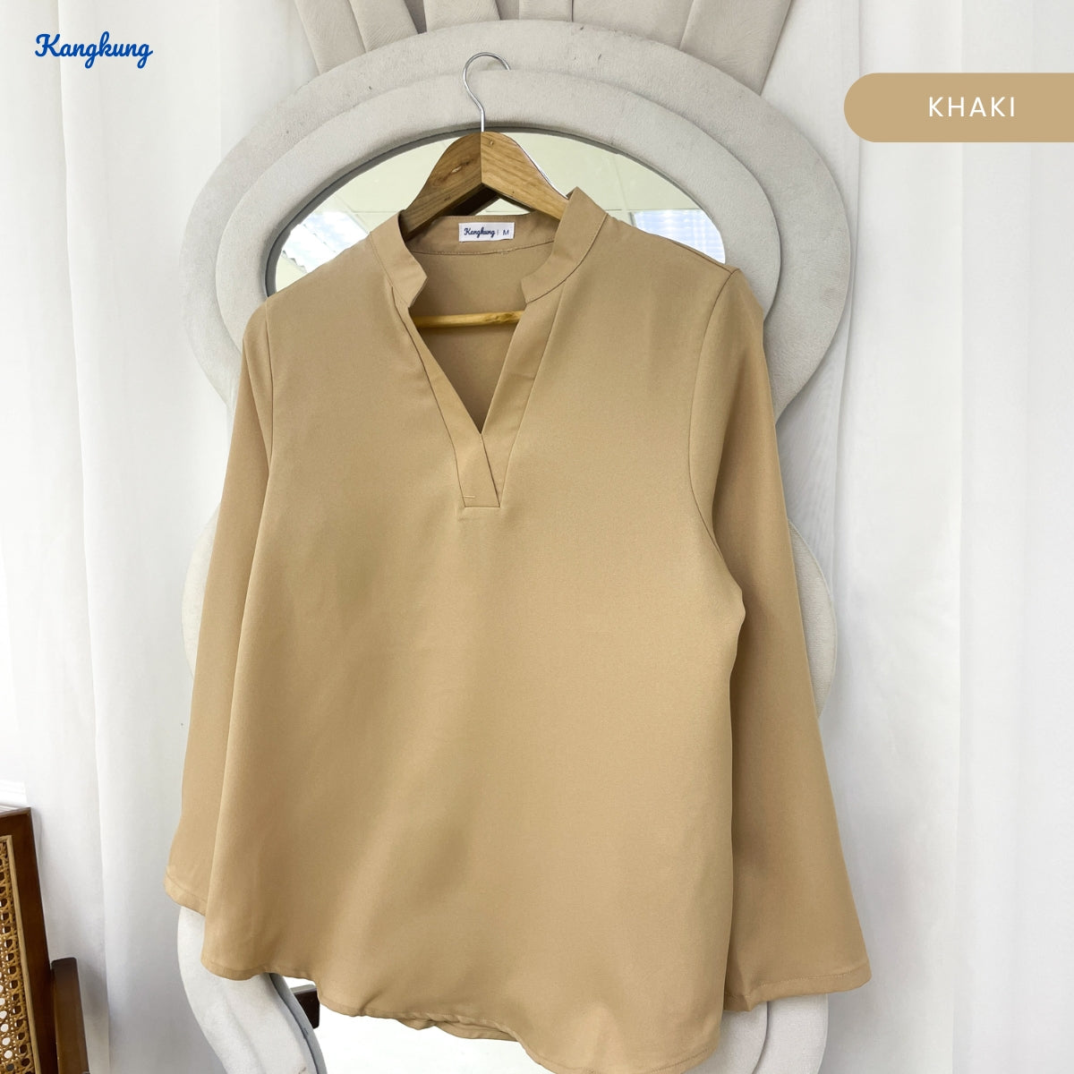 KANGKUNG MUNA KASUAL WOMEN PLAIN BLOUSE LONG SLEEVE - KK121