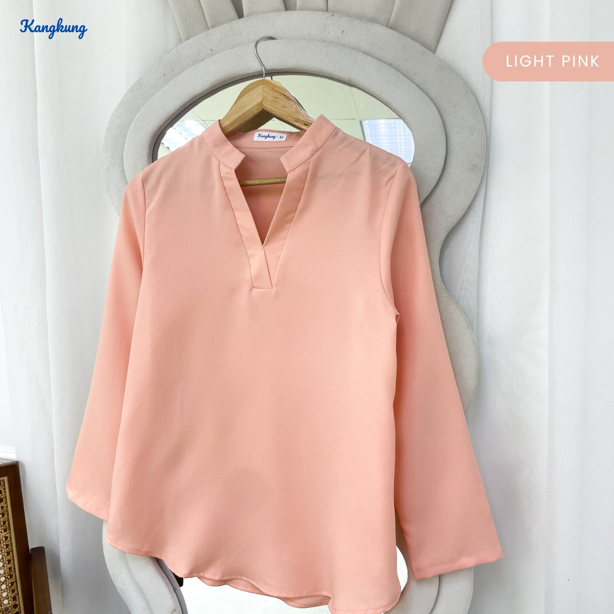 KANGKUNG MUNA KASUAL WOMEN PLAIN BLOUSE LONG SLEEVE - KK121