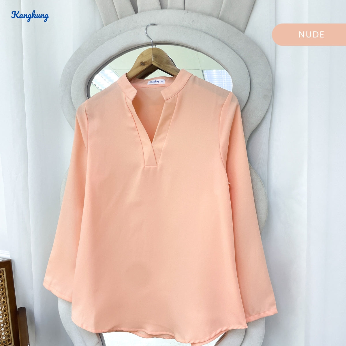 KANGKUNG MUNA KASUAL WOMEN PLAIN BLOUSE LONG SLEEVE - KK121