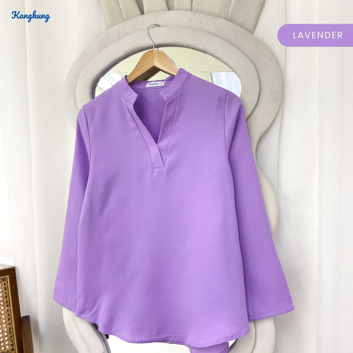 KANGKUNG MUNA KASUAL WOMEN PLAIN BLOUSE LONG SLEEVE - KK121