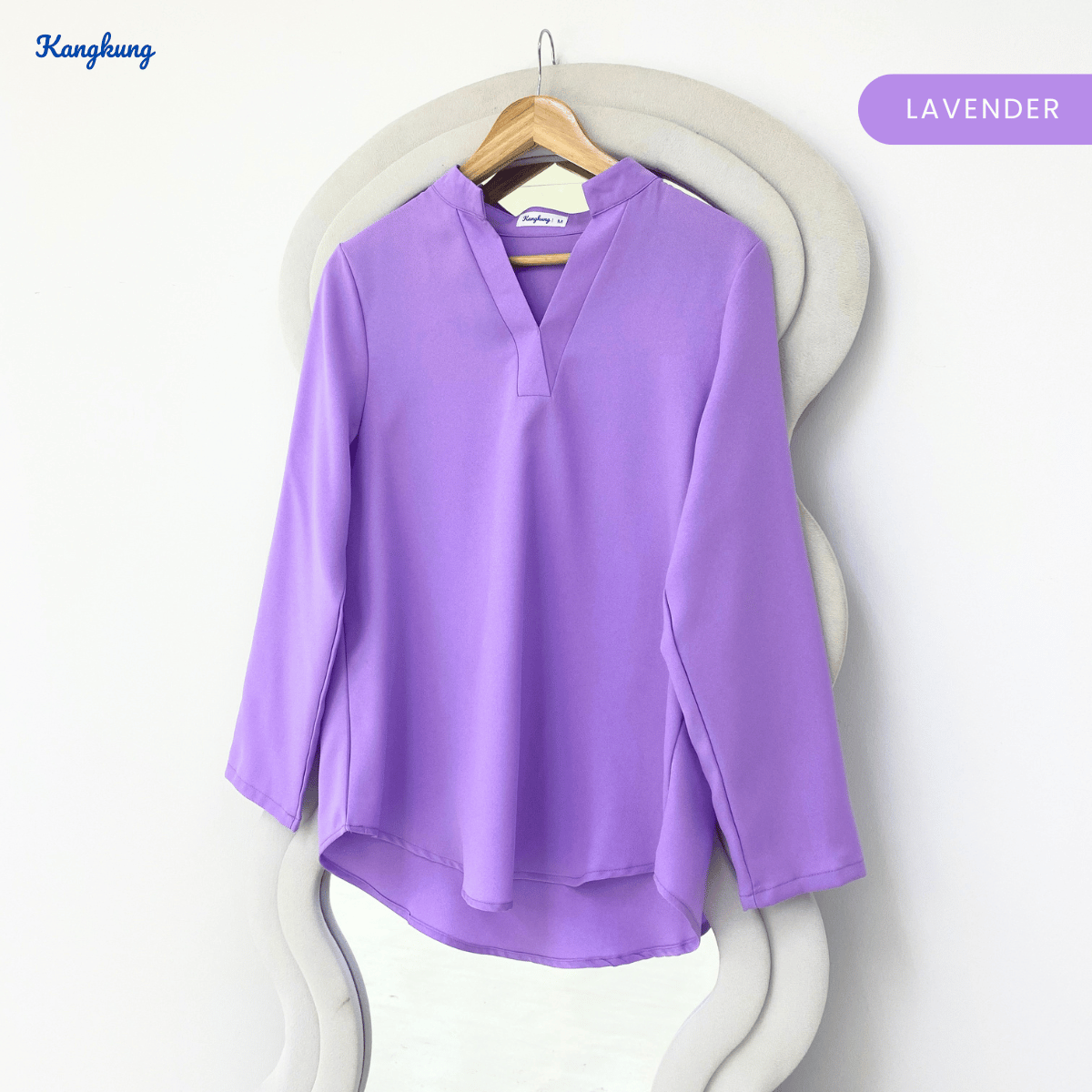 KANGKUNG MUNA KASUAL WOMEN PLAIN BLOUSE LONG SLEEVE - KK121