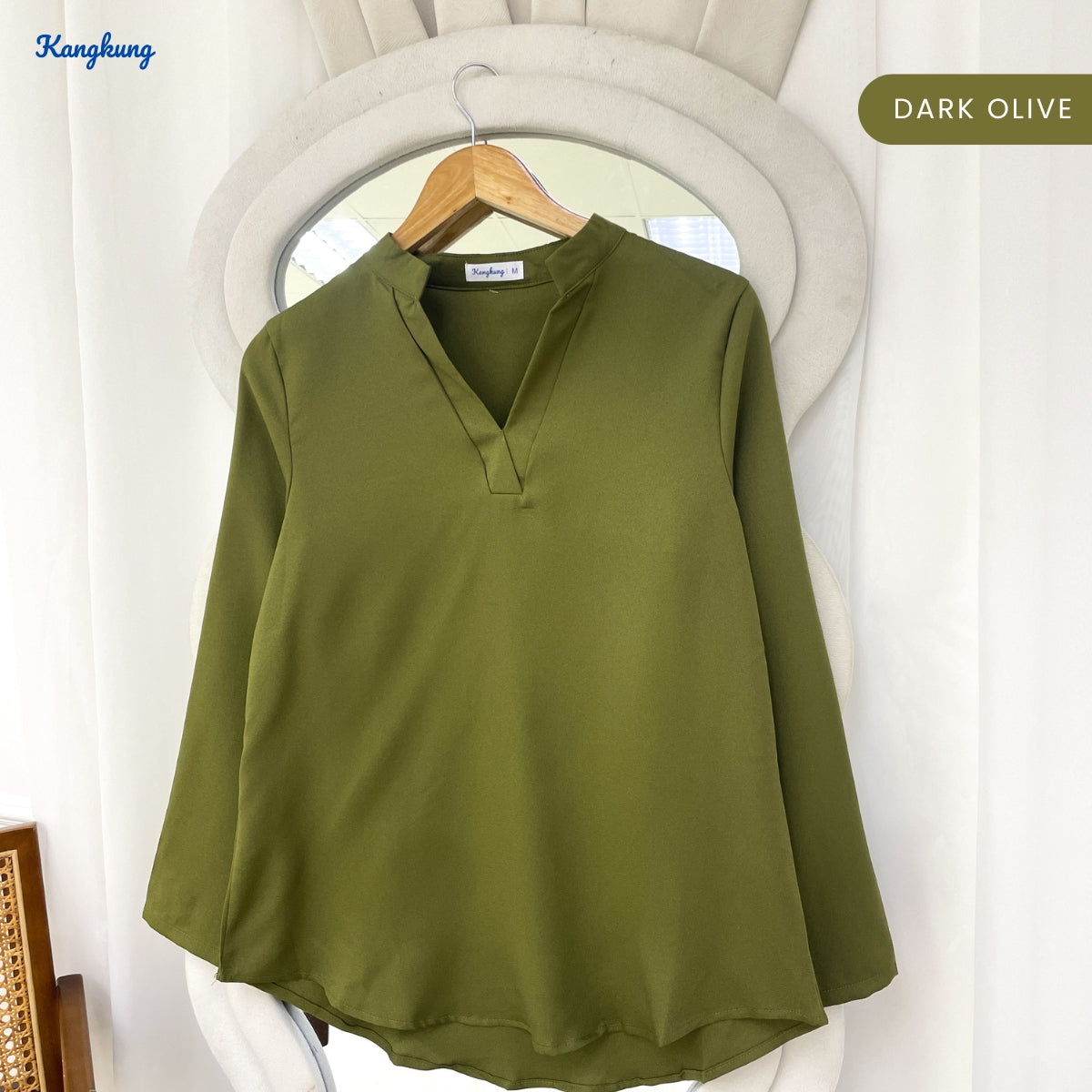 KANGKUNG MUNA KASUAL WOMEN PLAIN BLOUSE LONG SLEEVE - KK121