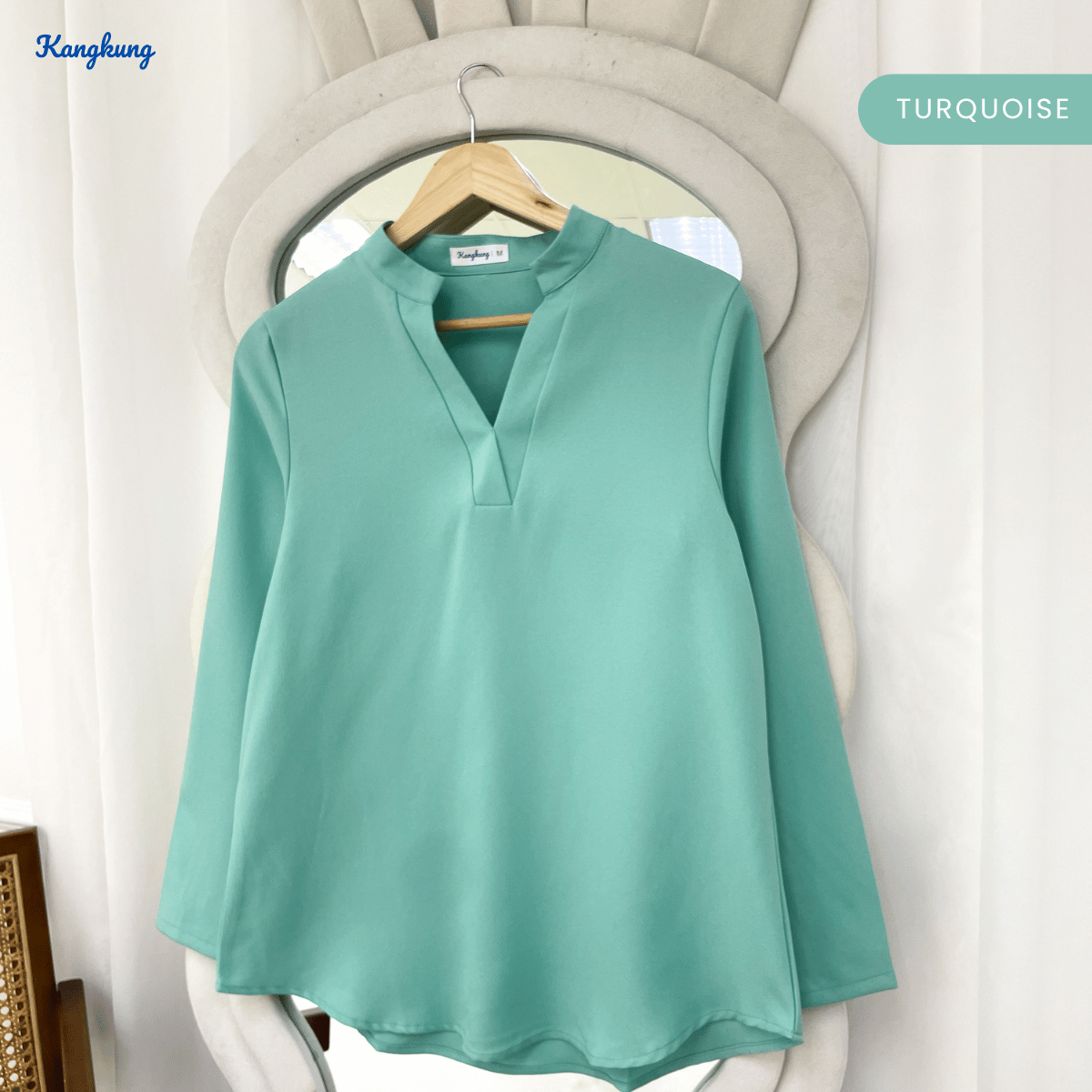 KANGKUNG MUNA KASUAL WOMEN PLAIN BLOUSE LONG SLEEVE - KK121