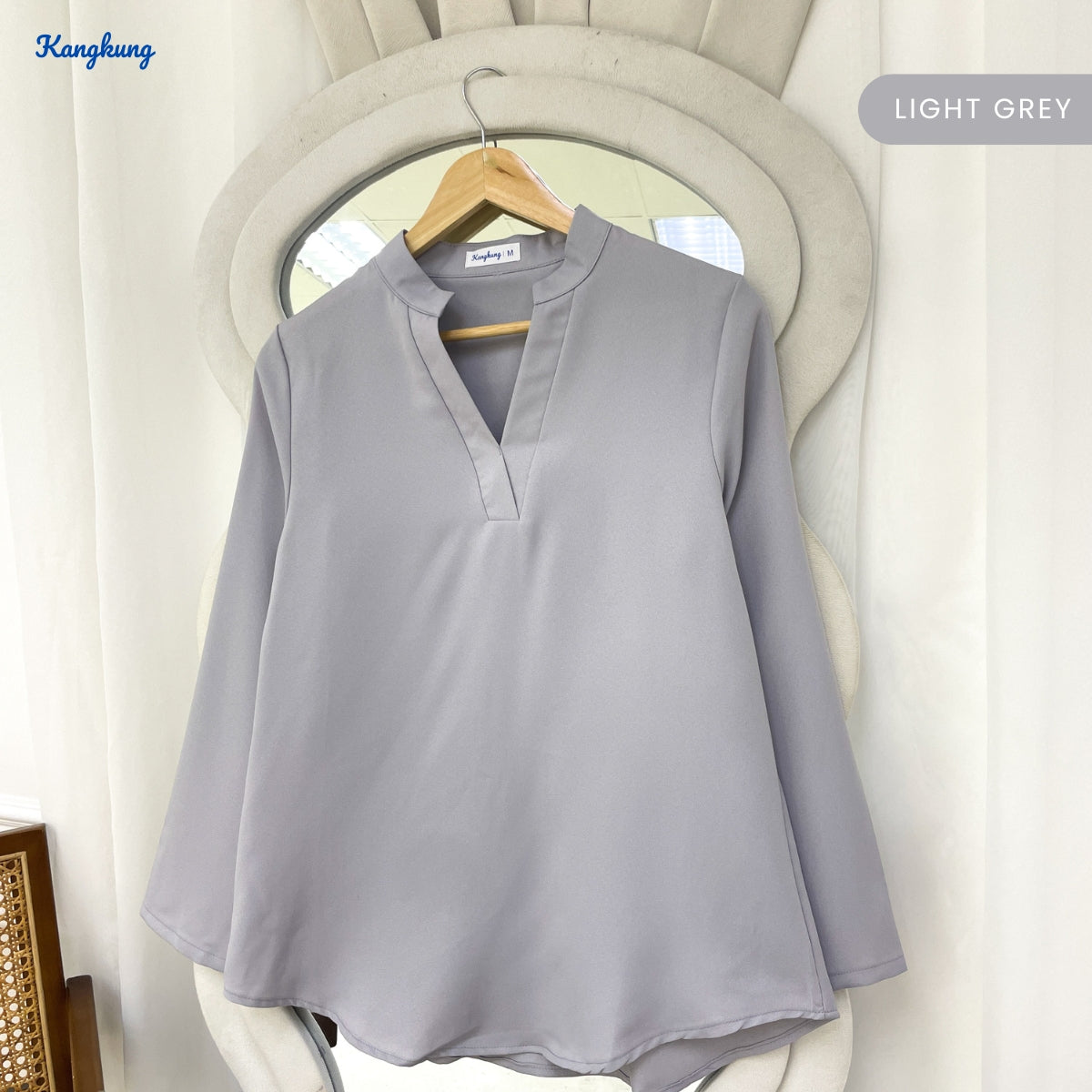 KANGKUNG MUNA KASUAL WOMEN PLAIN BLOUSE LONG SLEEVE - KK121