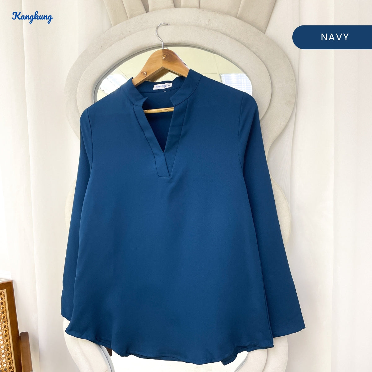 KANGKUNG MUNA KASUAL WOMEN PLAIN BLOUSE LONG SLEEVE - KK121
