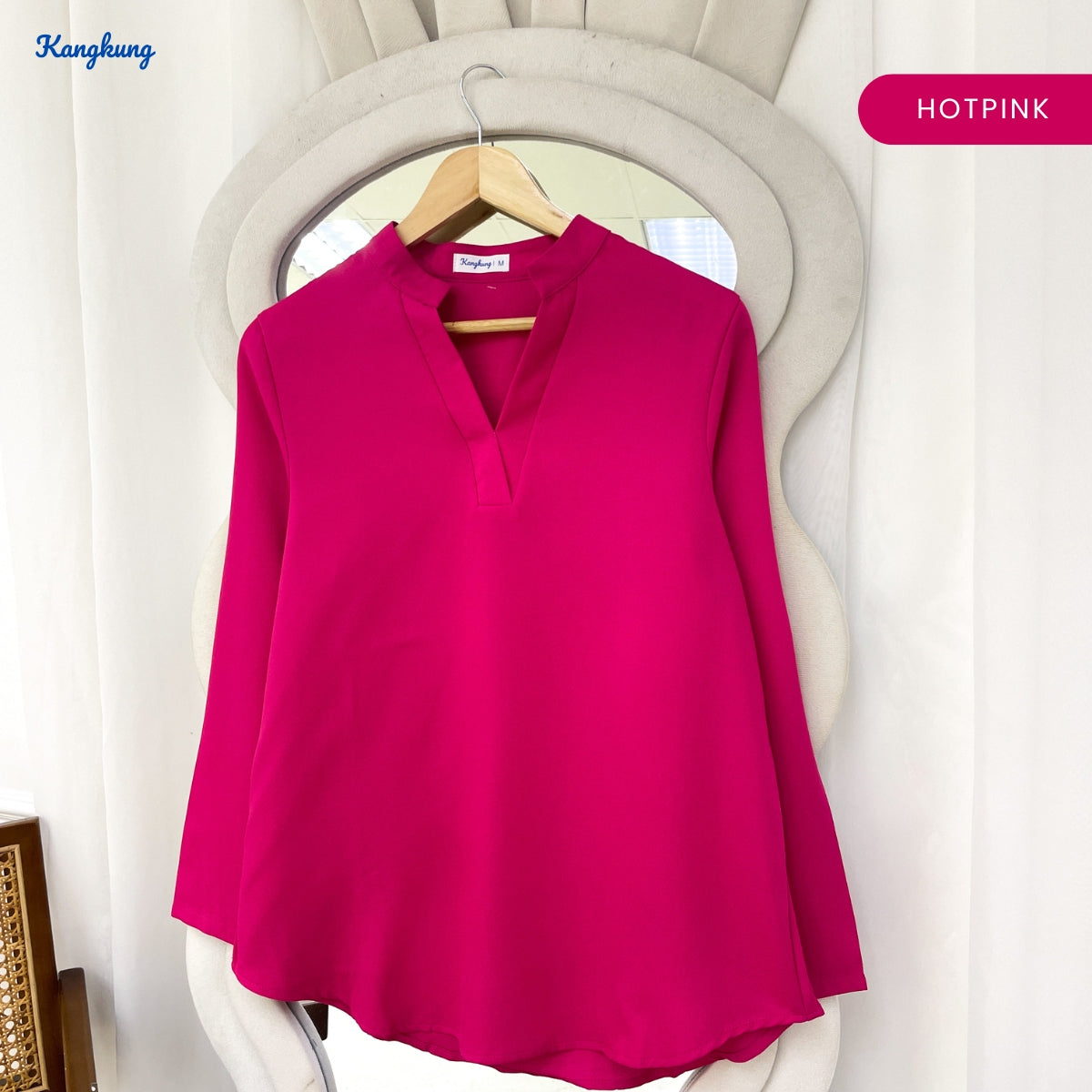 KANGKUNG MUNA KASUAL WOMEN PLAIN BLOUSE LONG SLEEVE - KK121