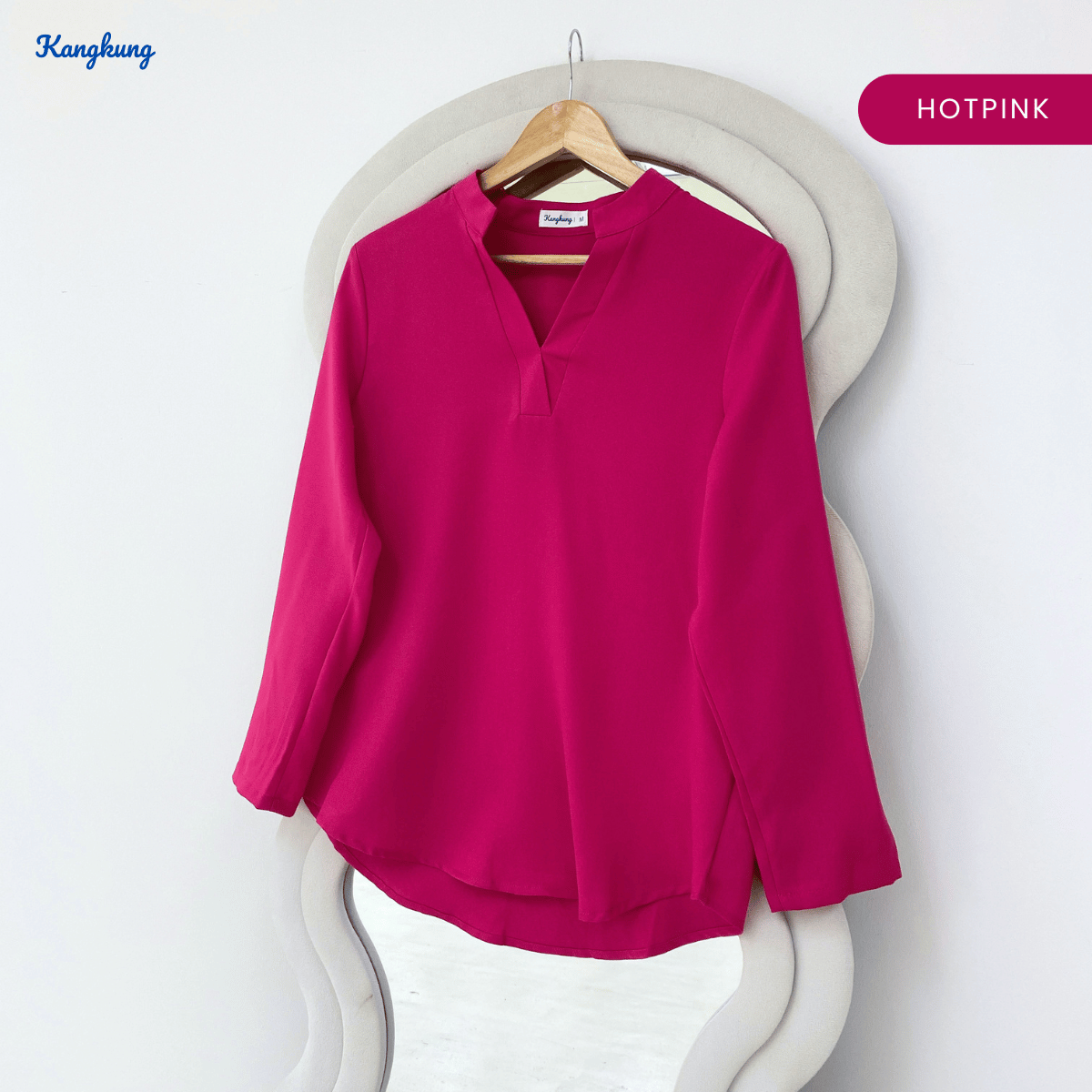 KANGKUNG MUNA KASUAL WOMEN PLAIN BLOUSE LONG SLEEVE - KK121