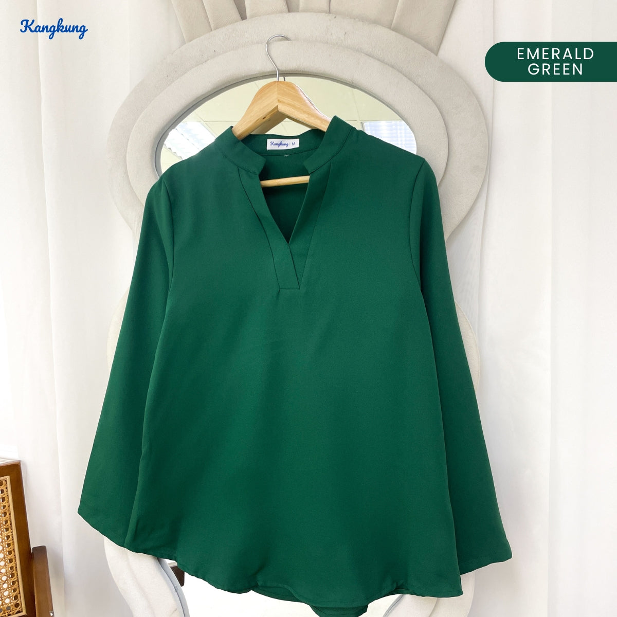 KANGKUNG MUNA KASUAL WOMEN PLAIN BLOUSE LONG SLEEVE - KK121