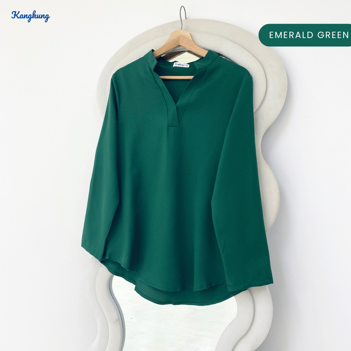 KANGKUNG MUNA KASUAL WOMEN PLAIN BLOUSE LONG SLEEVE - KK121