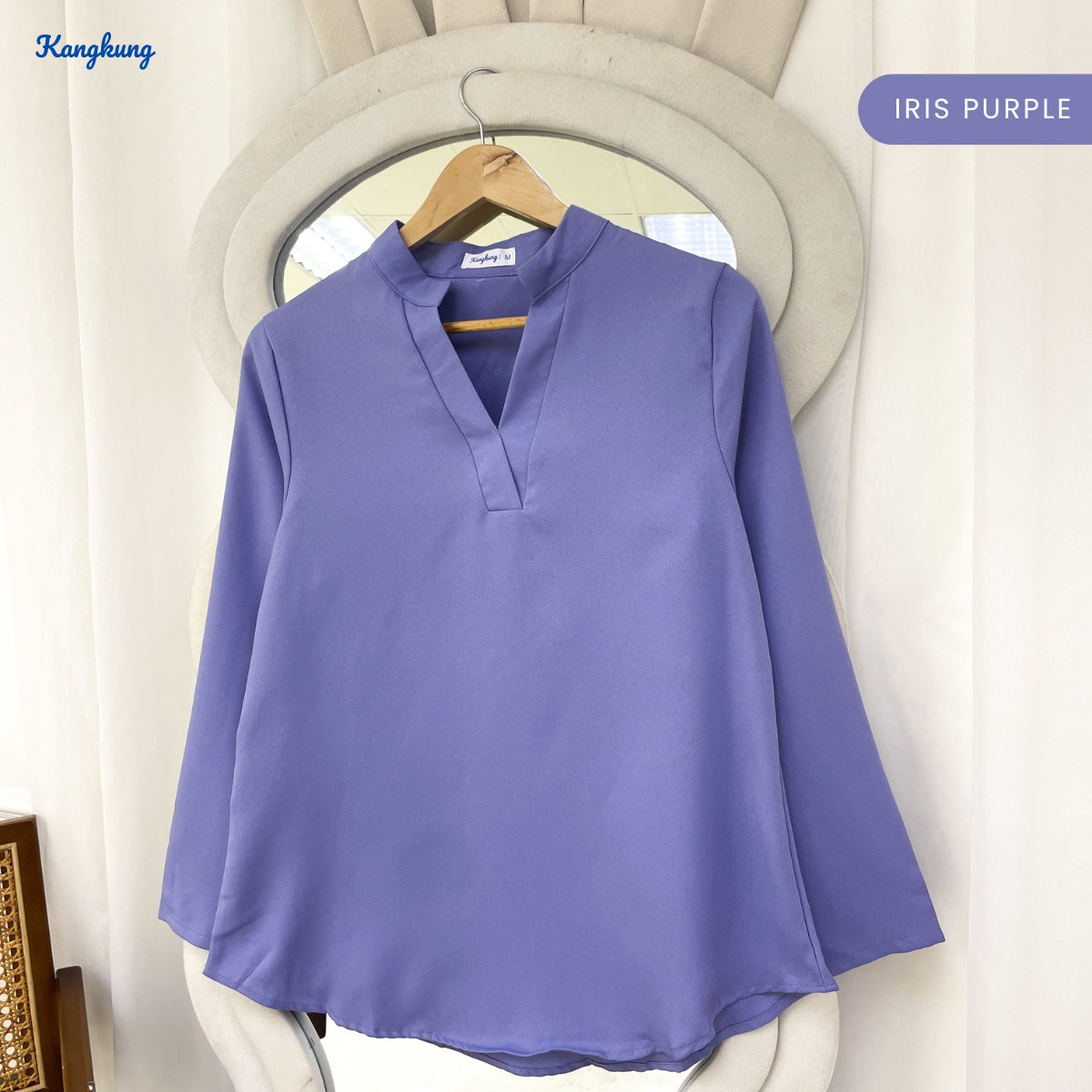 KANGKUNG MUNA KASUAL WOMEN PLAIN BLOUSE LONG SLEEVE - KK121