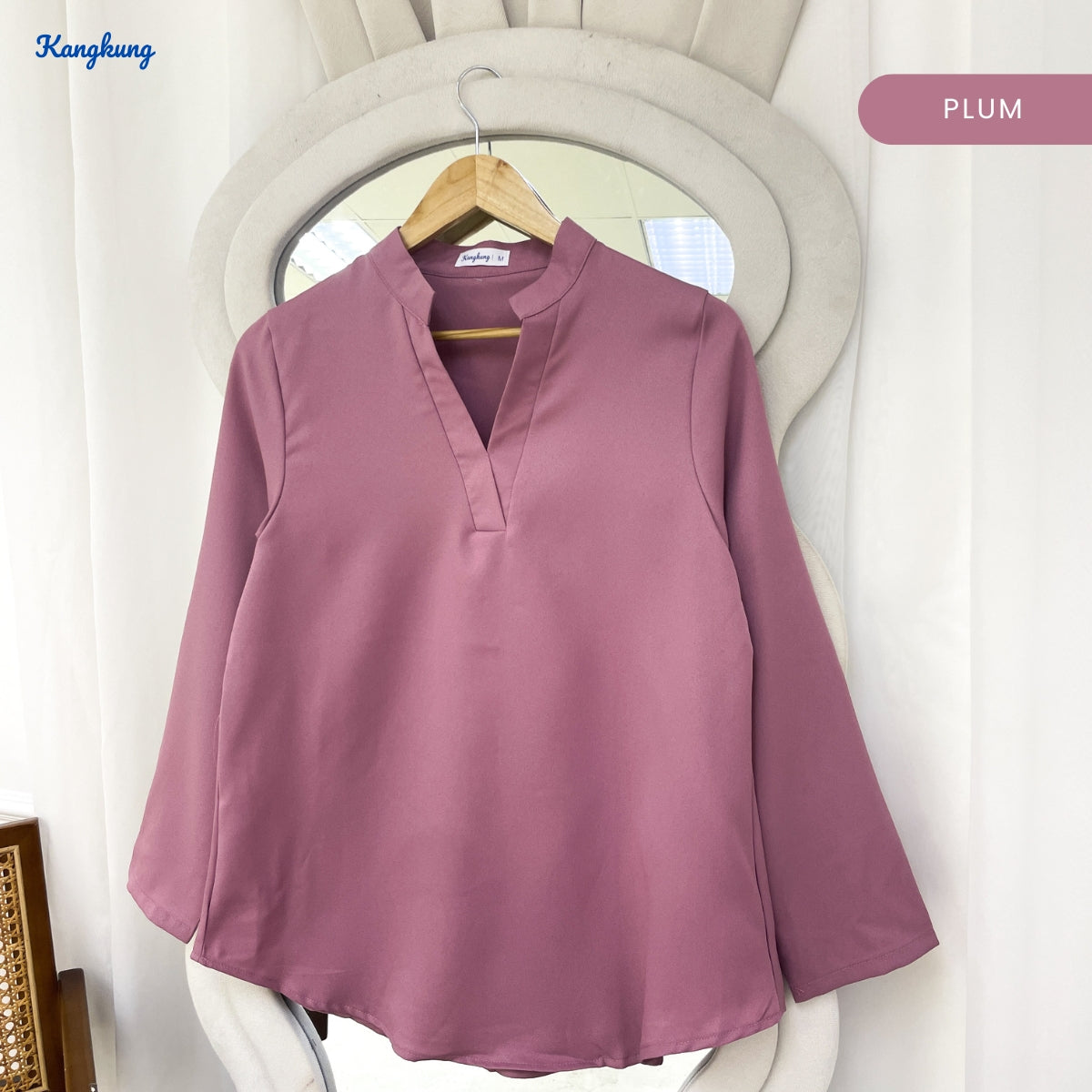 KANGKUNG MUNA KASUAL WOMEN PLAIN BLOUSE LONG SLEEVE - KK121