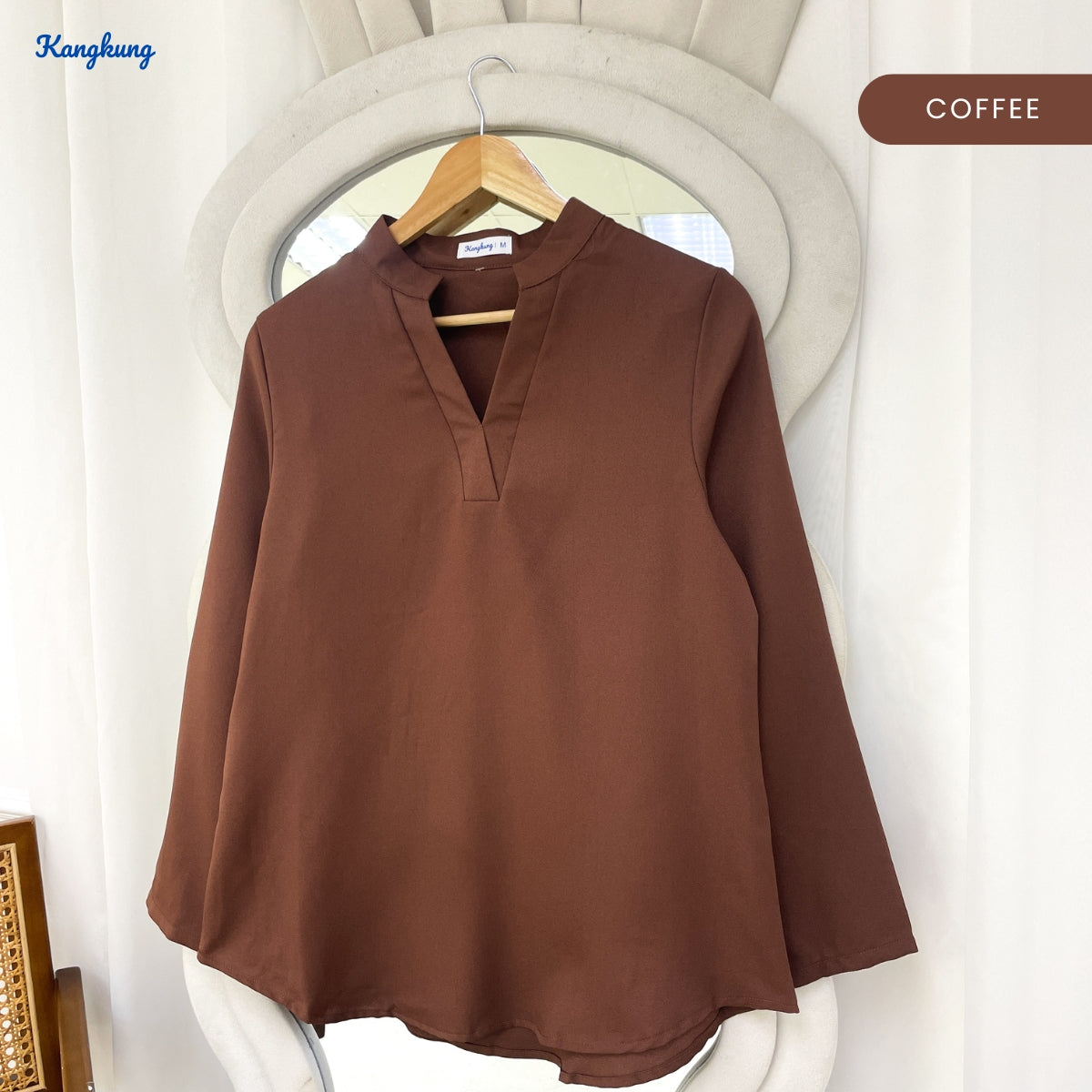 KANGKUNG MUNA KASUAL WOMEN PLAIN BLOUSE LONG SLEEVE - KK121