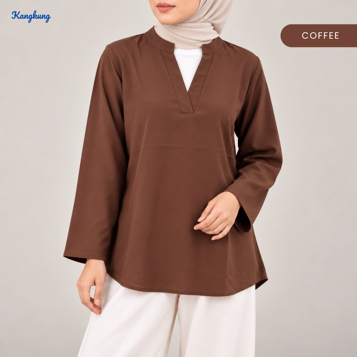 KANGKUNG MARISA KASUAL WOMEN PLAIN BLOUSE LONG SLEEVE - KK121