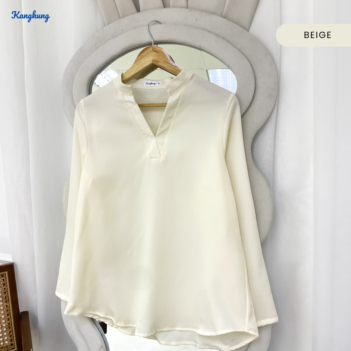 KANGKUNG MUNA KASUAL WOMEN PLAIN BLOUSE LONG SLEEVE - KK121