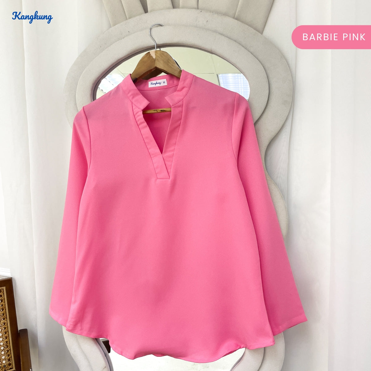 KANGKUNG MUNA KASUAL WOMEN PLAIN BLOUSE LONG SLEEVE - KK121