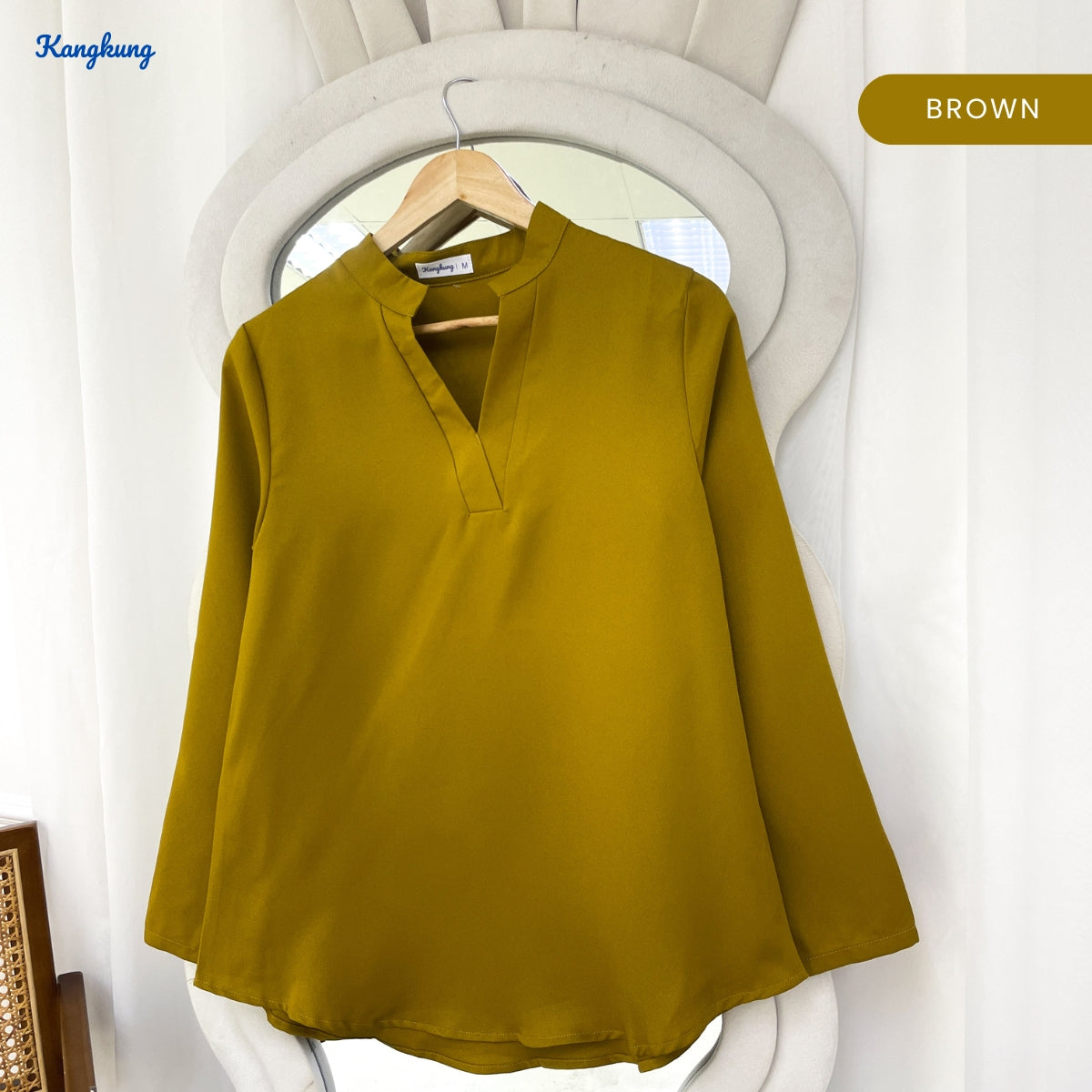 KANGKUNG MUNA KASUAL WOMEN PLAIN BLOUSE LONG SLEEVE - KK121