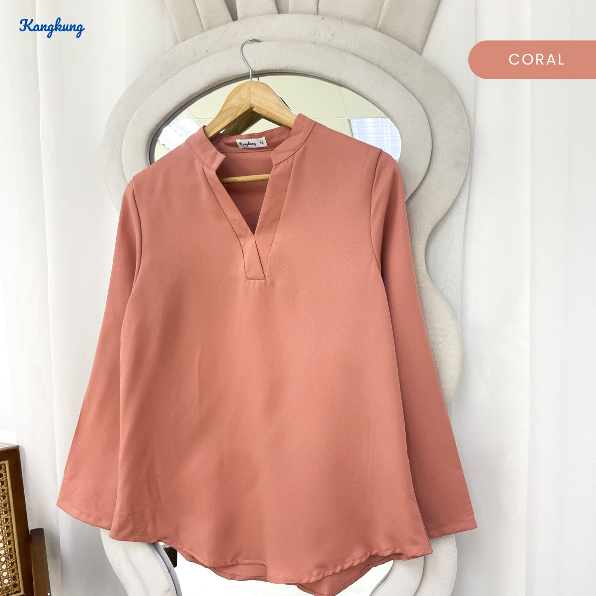 KANGKUNG MUNA KASUAL WOMEN PLAIN BLOUSE LONG SLEEVE - KK121