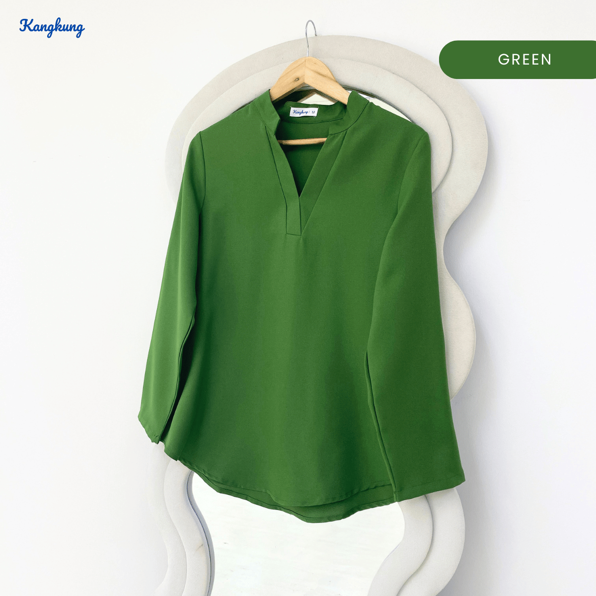 KANGKUNG MUNA KASUAL WOMEN PLAIN BLOUSE LONG SLEEVE - KK121