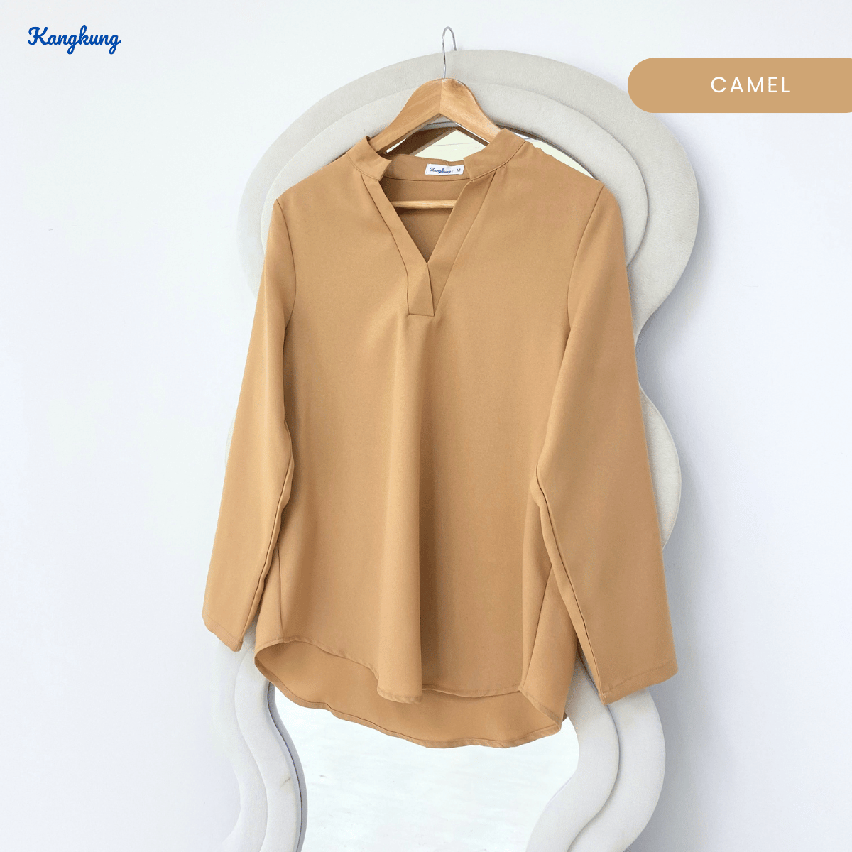 KANGKUNG MUNA KASUAL WOMEN PLAIN BLOUSE LONG SLEEVE - KK121