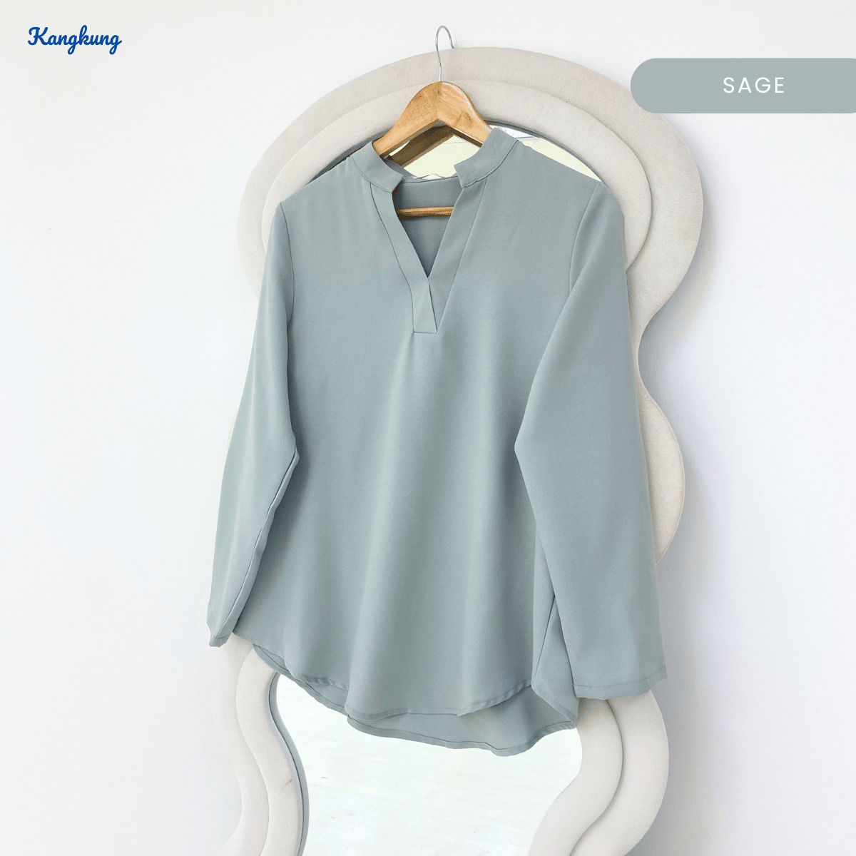 KANGKUNG MUNA KASUAL WOMEN PLAIN BLOUSE LONG SLEEVE - KK121