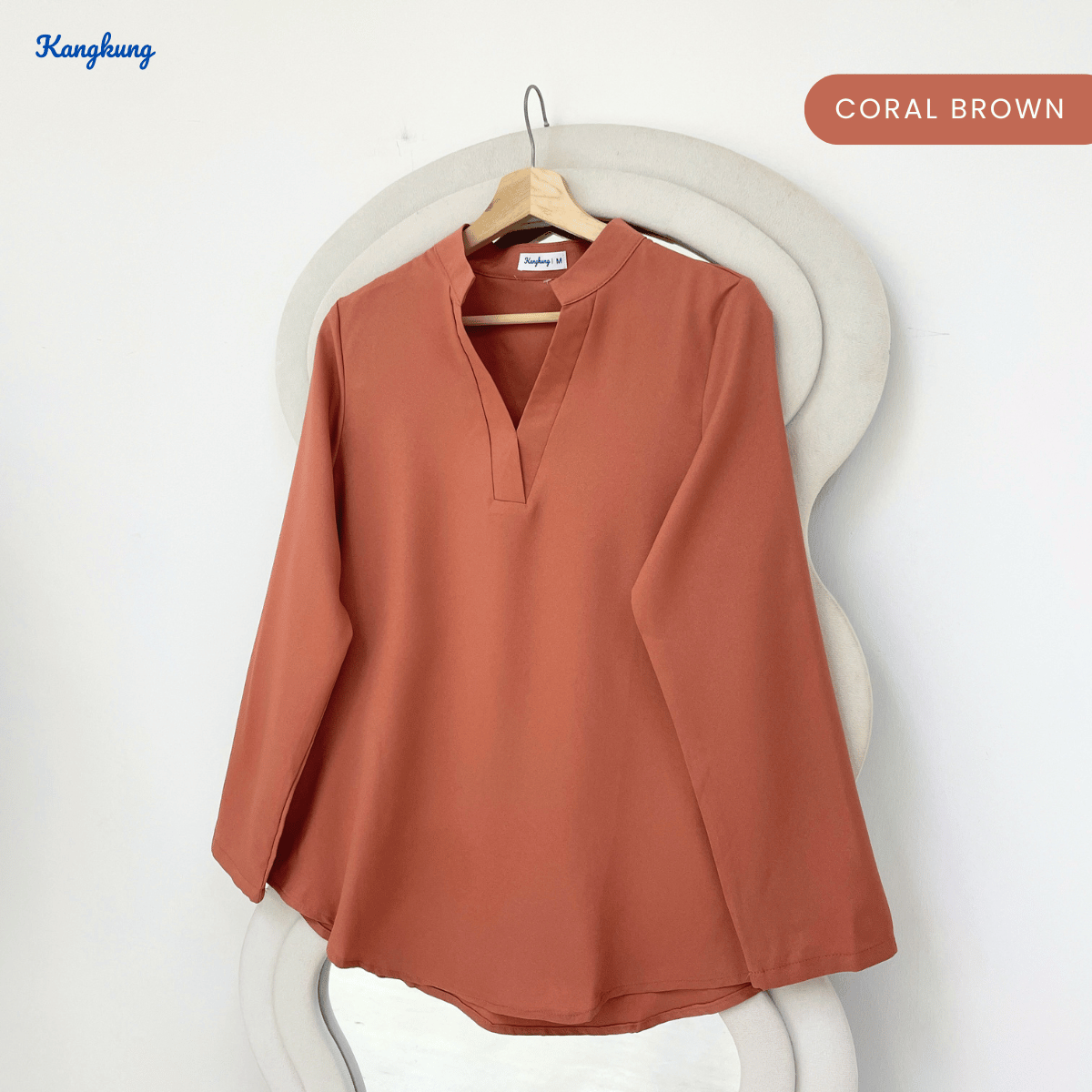 KANGKUNG MUNA KASUAL WOMEN PLAIN BLOUSE LONG SLEEVE - KK121