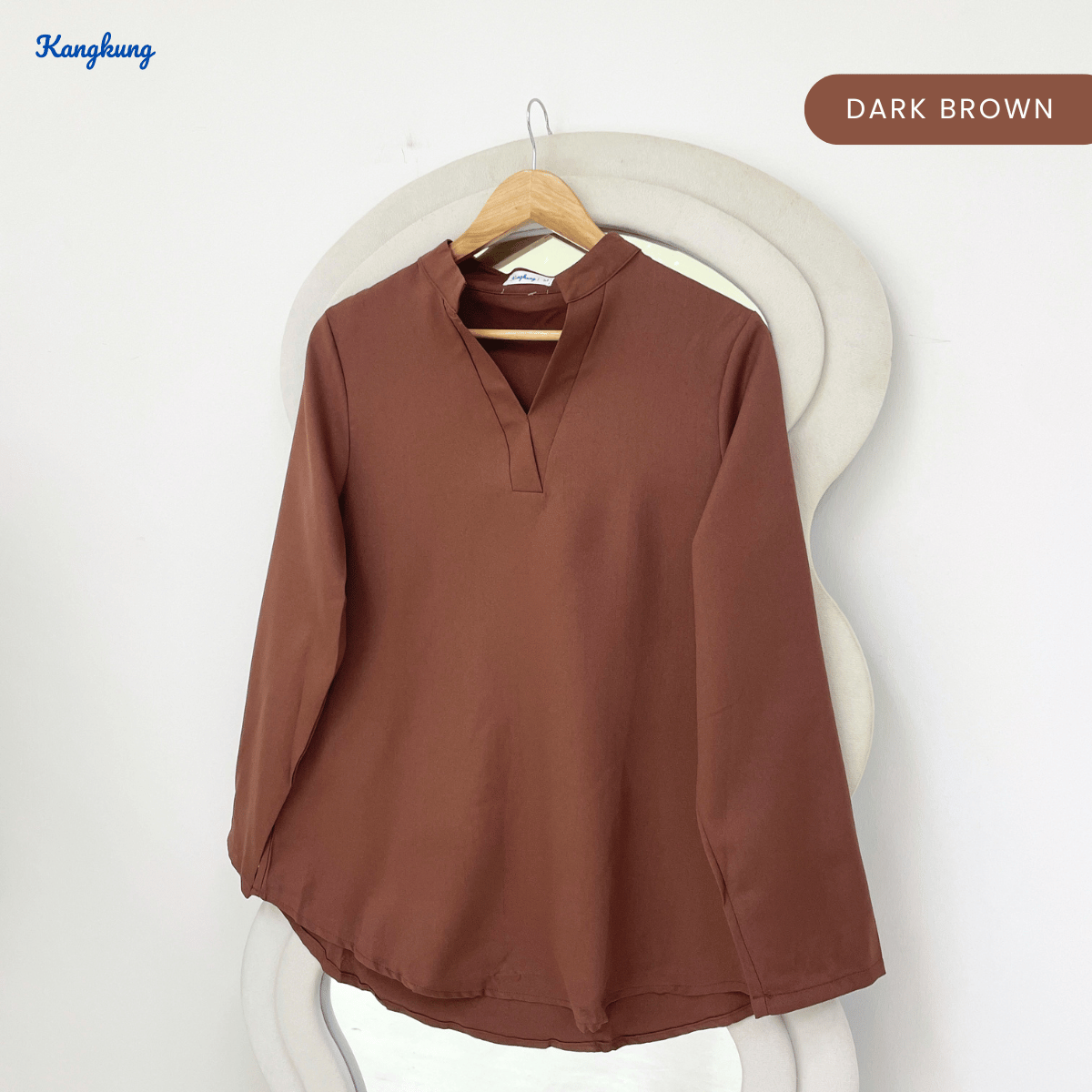 KANGKUNG MUNA KASUAL WOMEN PLAIN BLOUSE LONG SLEEVE - KK121