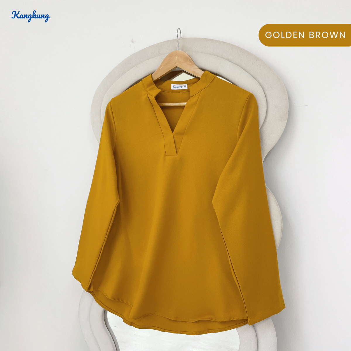 KANGKUNG MUNA KASUAL WOMEN PLAIN BLOUSE LONG SLEEVE - KK121