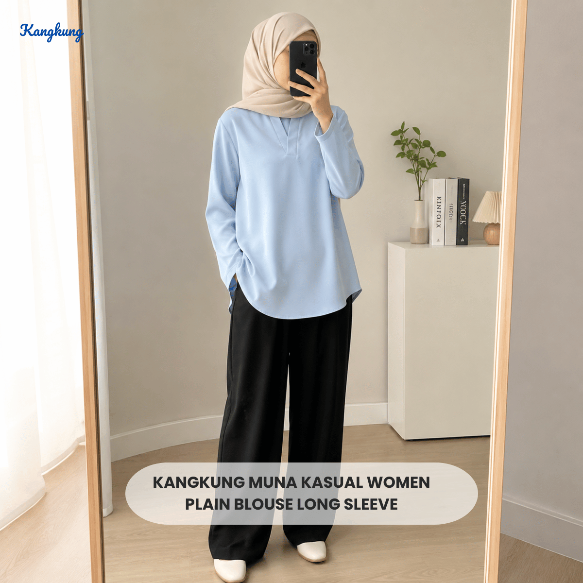 KANGKUNG MUNA KASUAL WOMEN PLAIN BLOUSE LONG SLEEVE - KK121