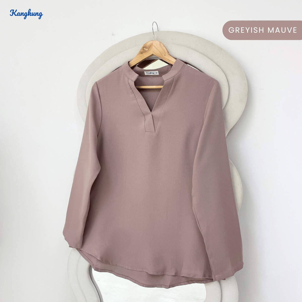 KANGKUNG MUNA KASUAL WOMEN PLAIN BLOUSE LONG SLEEVE - KK121