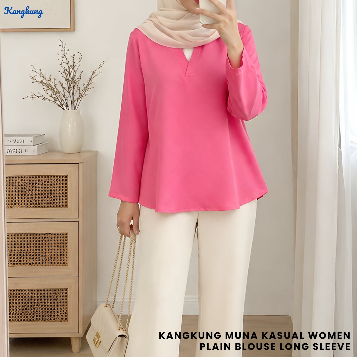 KANGKUNG MUNA KASUAL WOMEN PLAIN BLOUSE LONG SLEEVE - KK121