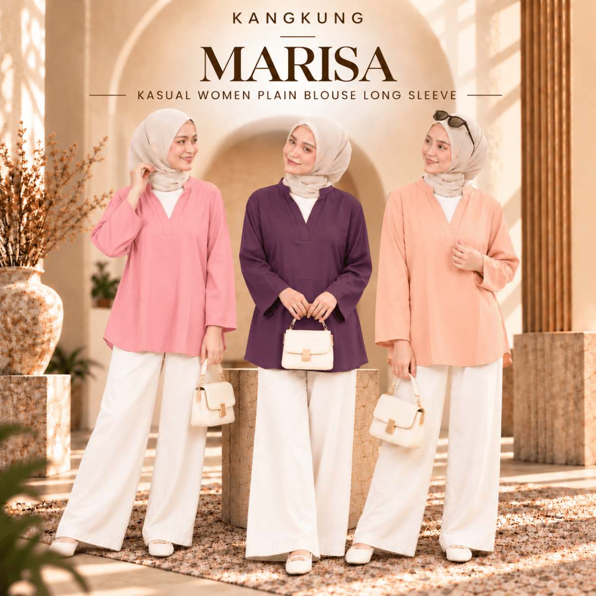 KANGKUNG MARISA KASUAL WOMEN PLAIN BLOUSE LONG SLEEVE - KK121