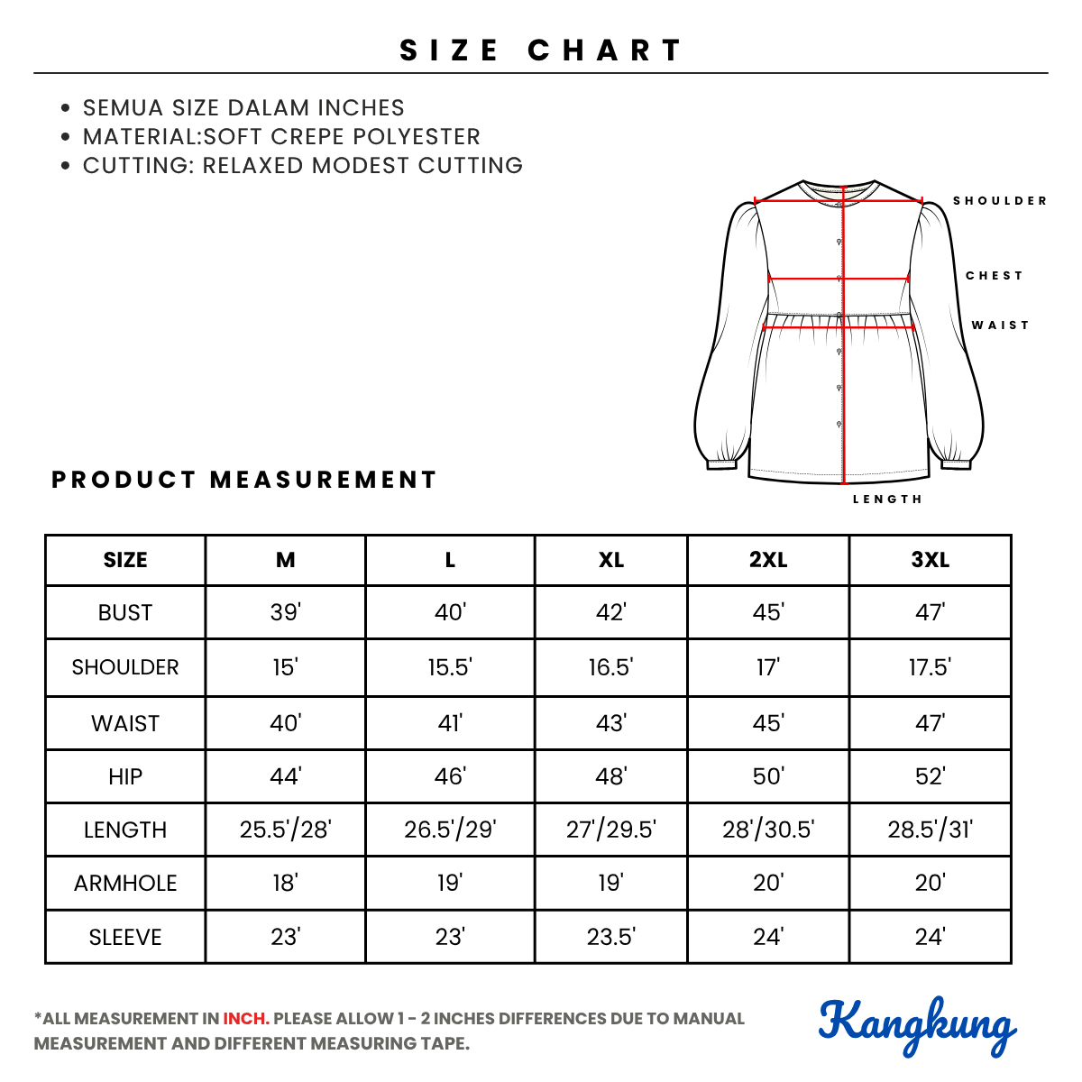 KANGKUNG DAYAH FLORAL PRINTED LONG SLEEVE BLOUSE-KK124