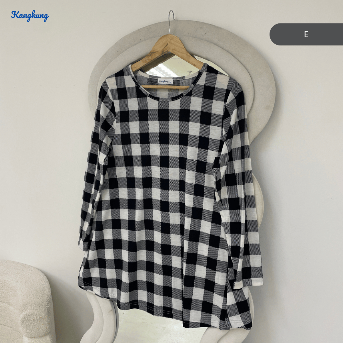 KANGKUNG ASIAH DAILY RELAXED CHECKERED BLOUSE - KK123 (GN295)