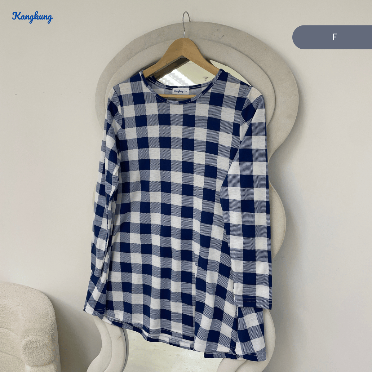 KANGKUNG ASIAH DAILY RELAXED CHECKERED BLOUSE - KK123 (GN295)