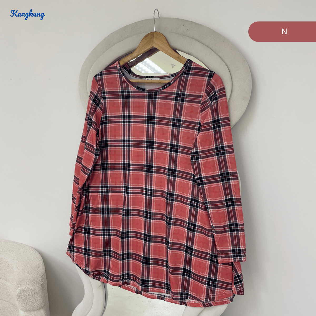 KANGKUNG ASIAH DAILY RELAXED CHECKERED BLOUSE - KK123 (GN295)