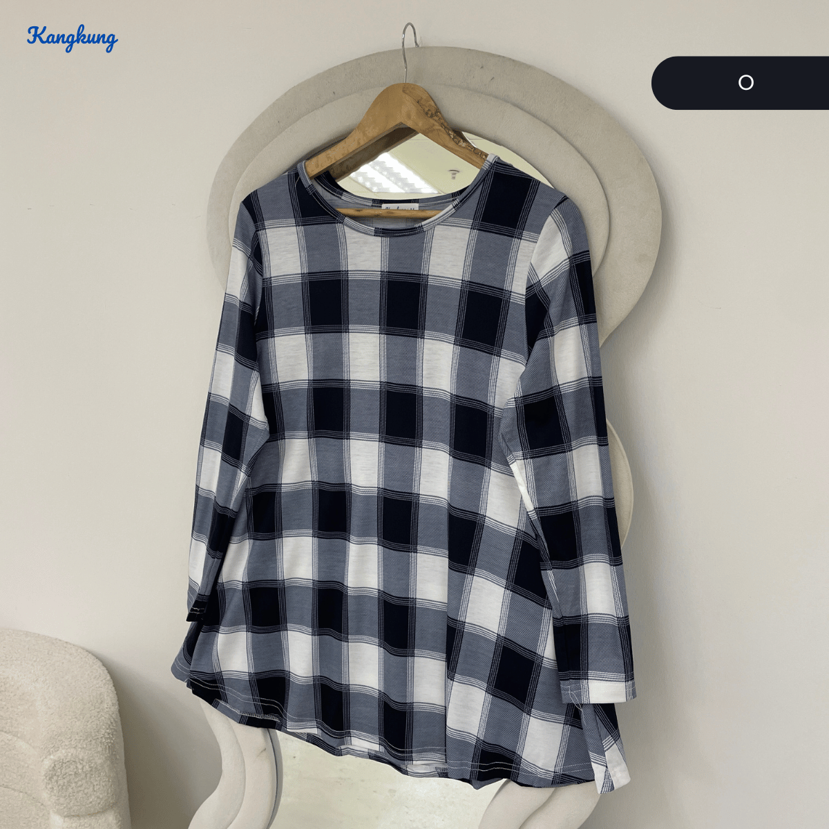 KANGKUNG ASIAH DAILY RELAXED CHECKERED BLOUSE - KK123 (GN295)