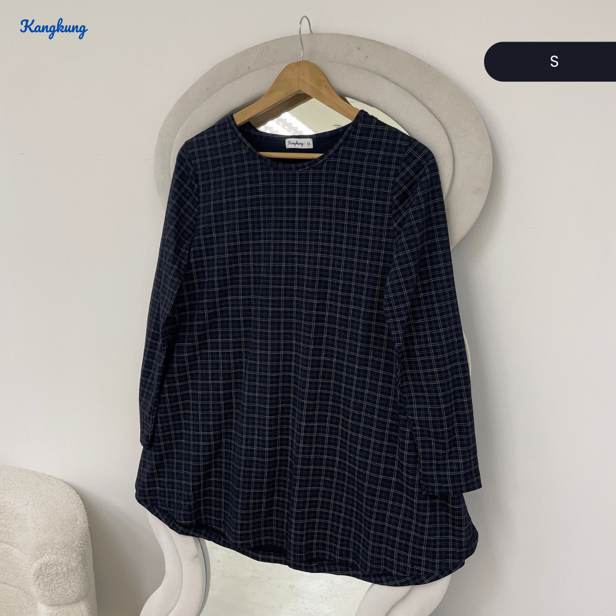KANGKUNG ASIAH DAILY RELAXED CHECKERED BLOUSE - KK123 (GN295)