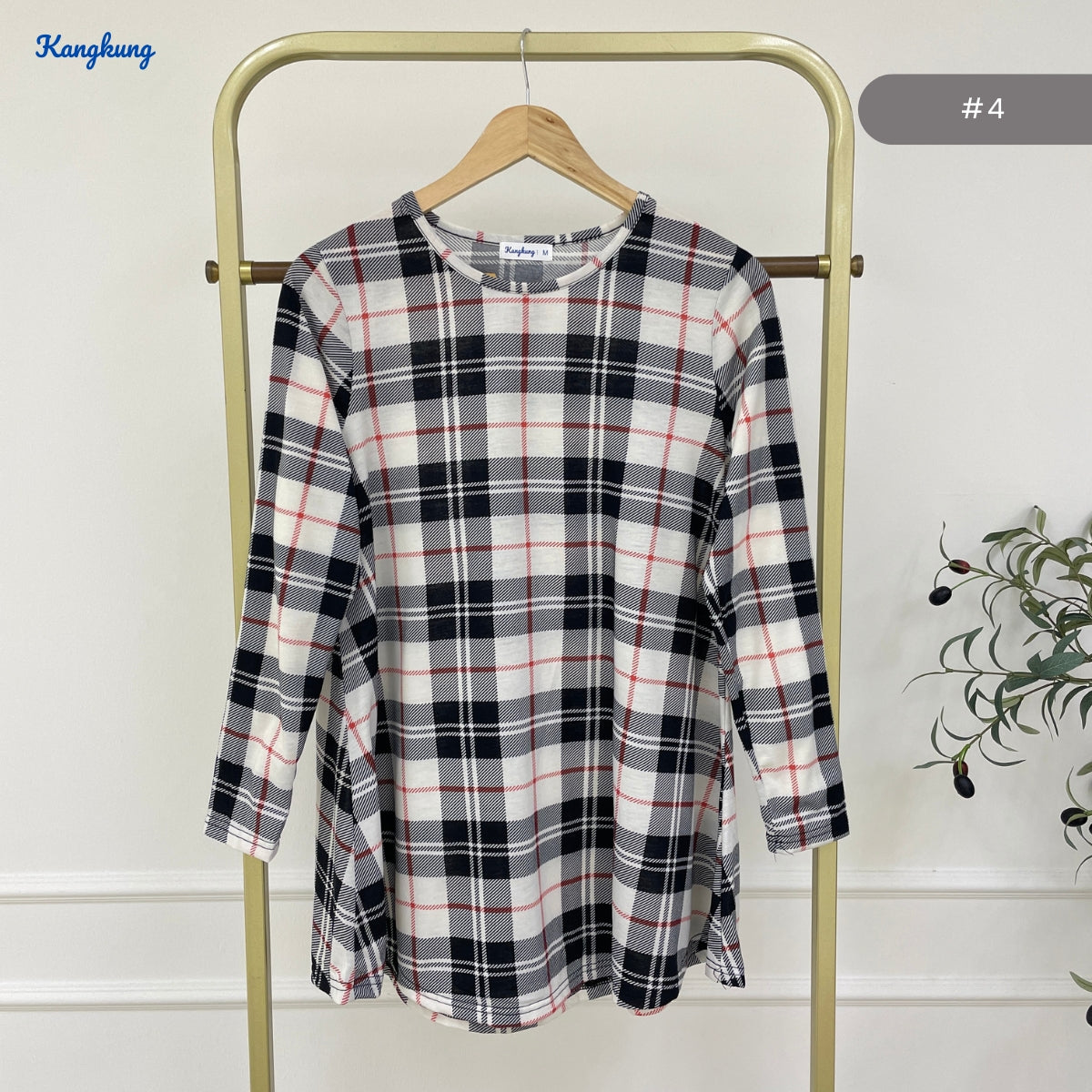 KANGKUNG AISAH DAILY RELAXED CHECKERED BLOUSE - KK123 (GN295)